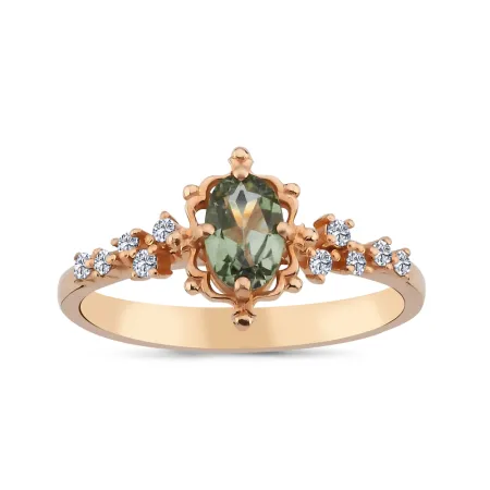 0.54 Karat Pırlanta Renkli Taşlı Yüzük