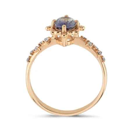 0.62 Karat Pırlanta Renkli Taşlı Yüzük