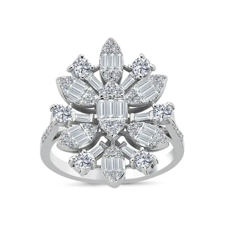 0.85 Karat Pırlanta Çiçek Tasarım Baget Yüzük