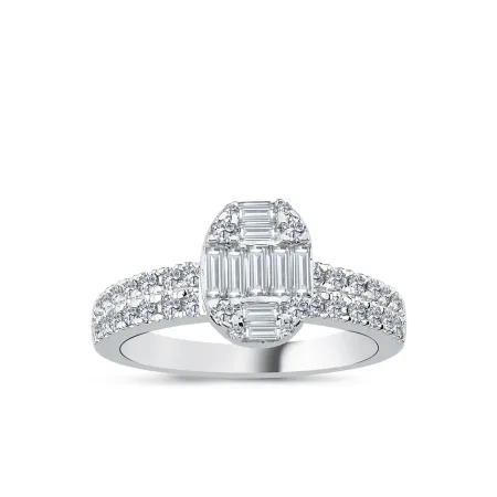 0.74 Karat Pırlanta Oval Tasarım Baget Yüzük