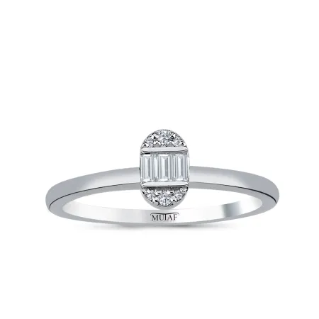 0.08 Karat Pırlanta Oval Baget Yüzük