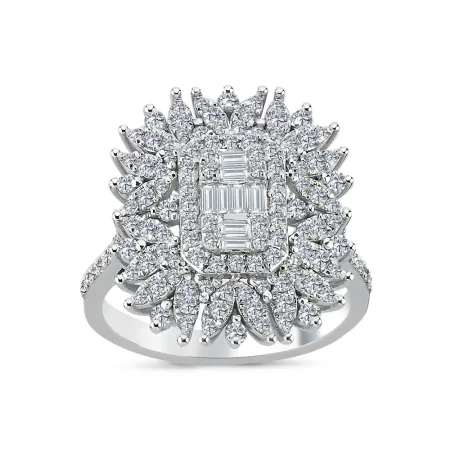 0.88 Karat Markiz Çerçeve Baget Yüzük