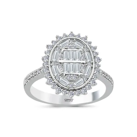 0.64 Karat Pırlanta Oval Tasarım Baget Yüzük