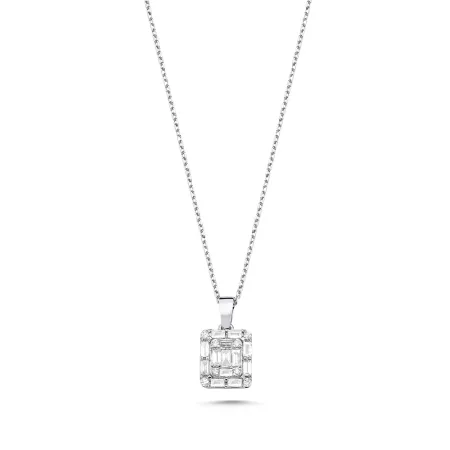 0.27 Karat Pırlanta Tasarım Baget Kolye