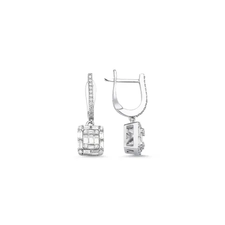 0.66 Karat Pırlanta Baget Küpe